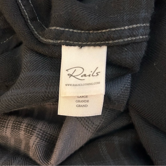 Rails Hunter Charcoal Dip Dye Ombre plaid button front shirt size large - Picture 6 of 10